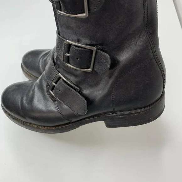 Frye Natalie Triple Buckle Ankle Short Boots Black Booties Womens 8 - Picture 6 of 16